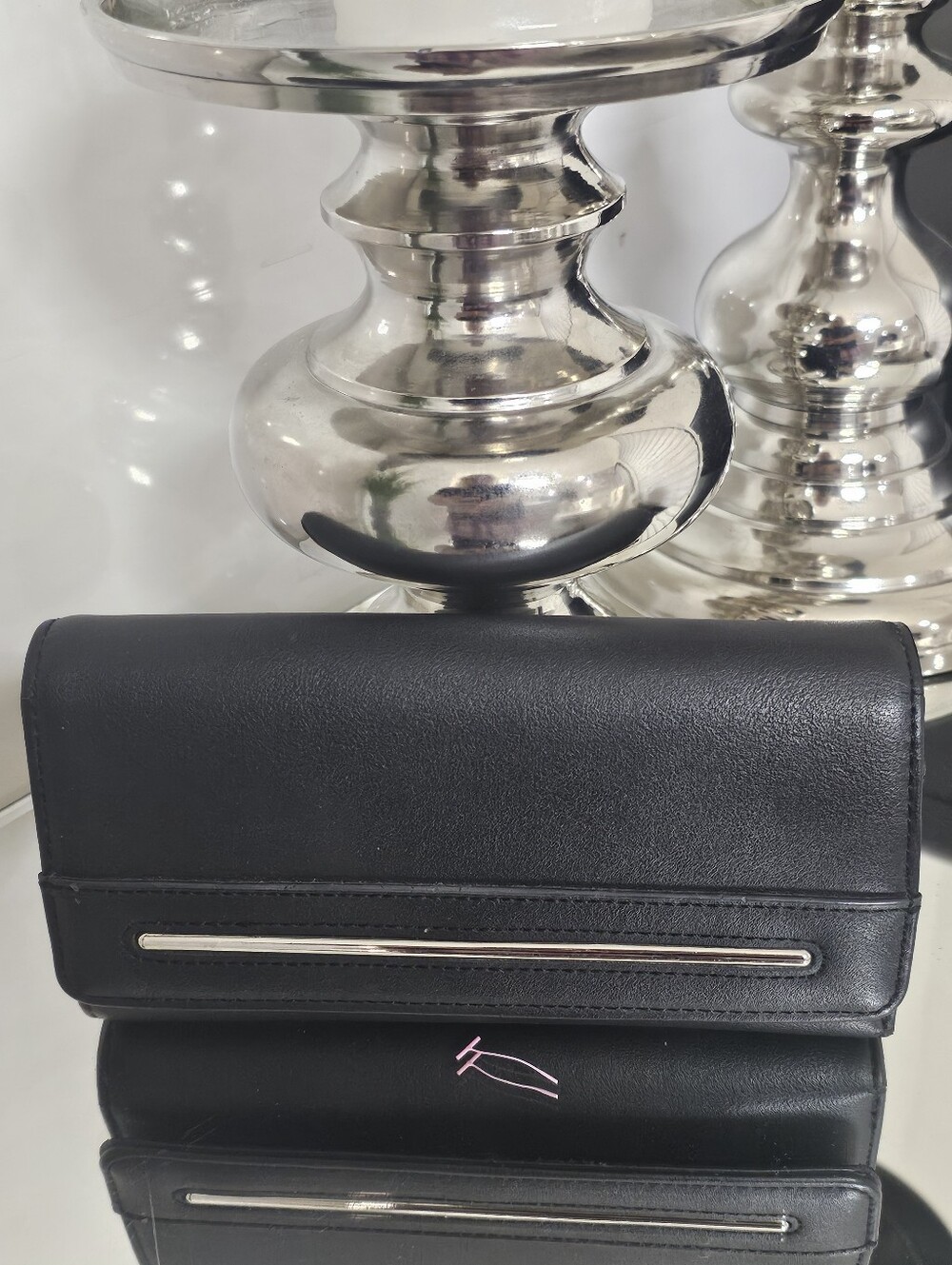 Bentley Women's Black Wallet  with Silver Trim